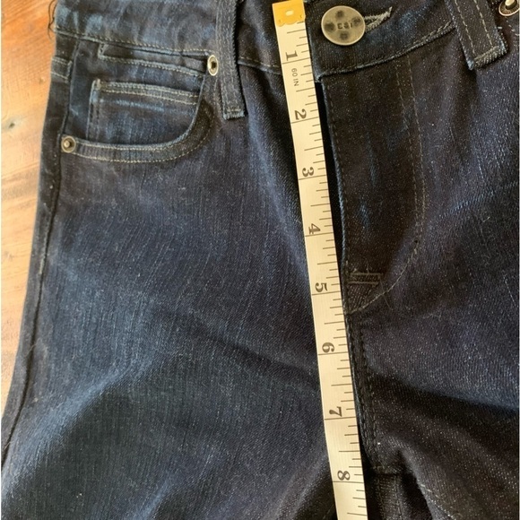 Paper Denim Waxy Resin Jeans Low Rise Flare Coated Dark Wash Jeans Sz 28 - Picture 9 of 12